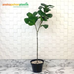 Pohon Daun Ketapang T75 Latex Artificial Pot Dasar Hitam Tanaman Imitasi Dekorasi Pajangan Ruangan Rumah