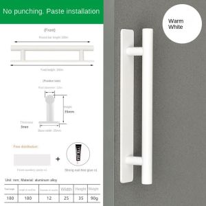 WELLNOW อะลูมิเนียมอัลลอยด์ ที่จับประตูมือ ฮาร์ดแวร์สำหรับคลังสินค้า กาวในตัว มือจับประตูรถ แฟชั่นสำหรับผู้หญิง Punch-Free ลูกบิดประตูบานเลื่อน ที่เปิดประตู