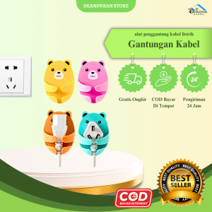 (DNV) Gantungan Kabel Listrik Tempel Dinding Motif Bear Plug Hook Colokan