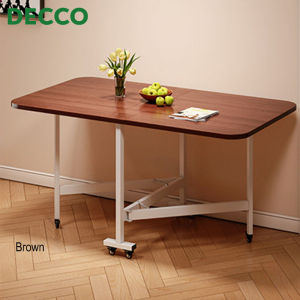 DECCO 100cm/120cm Folding Dining Table Removable Retractable Simple Rental Room Dining Table With Wheels- Fulfilled by DECCO SHOP