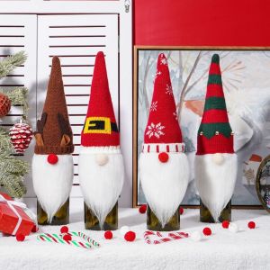 SKJK Knitted Christmas Wine Bottle Bag Cover Cartoon Reusable Champagne Wine Bag Christmas Decorations Snowman/Santa Xmas Bottle Packing for Home