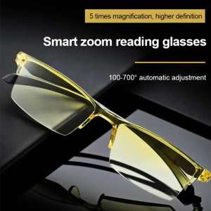 Smart Zoom Gradient Reading Glasses Anti Blue Light &amp HD Lens Lightweight Square Half-Frame For Presbyopic Vision