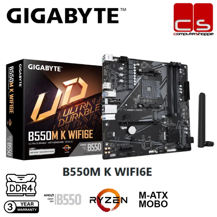 GIGABYTE B550M K WIFI6E DDR4 AM4 M-ATX Motherboard+COMBO SET {PROCESSOR WITH COOLER FAN}