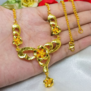Kalung Rakit Bunga Yaxiya Kalung Liontin Bunga Multilayer Bahan Tembaga Terbaru Import Wanita Xuping(45cm)Berlapis Emas 24k Gold