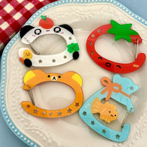 THANKSKY Khóa leo núi dây chuyền Acrylic Y2K Gấu Trái cây gấu trúc cá vàng Phụ kiện trang trí Móc Khóa Trái cây dễ thương Dễ thương Acrylic Móc khóa Ins Hàn Quốc Trẻ em bé gái