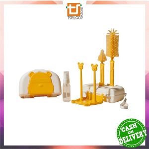 OFM-C1069 Sikat Botol Susu Bayi 6IN1 dengan Rak Pengering Botol Portable / Set Bottle Brush + Drying