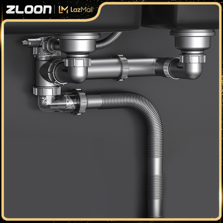 ZLOON dishwasher sink rear downspout odor and insect resistant single
