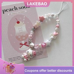 【LAKEBAO】 Màu Đỏ rô tình yêu trái tim Hello Kitty điện thoại Mặt dây chuyền phim hoạt hình Kitty điện thoại trường hợp chuỗi Keychain Ba lô phụ kiện Quà Tặng