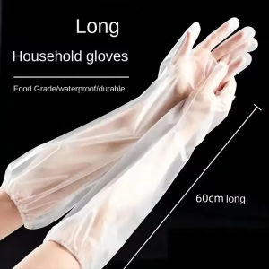 10Pcs/Bag 60cm Long Gloves Kitchen Dishwashing Gloves Waterproof Thickened Cleaning Tools
