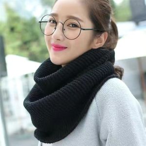 Fashion Korean Women Knitted Neck Warmer Thick Warm Head‑Neck Cover Windproof Cold‑Proof Scarf