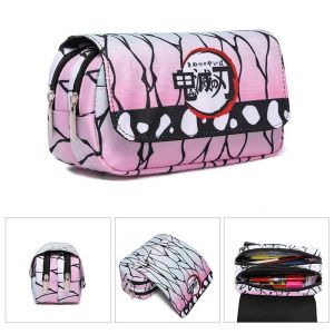 DISTILLATIONSTORE82RE9 Stationery Holder Office and School Supplies Back To School Canvas Zipper Case Demon Slayer Kimetsu No Yaiba Pen Box Pencilcase Demon Slayer Pencil Bag