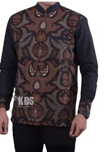 Koko Batik Lengan Pendek Baju Koko Hitam Fashion Muslim Pria Dewasa Terbaru Bahan Katun GR