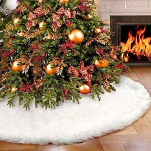 CURRANT Faux Fur Christmas Tree Skirts Soft Handmade Xmas Tree Skirt Stylish Plush Faux Fur Carpet Floor Cover