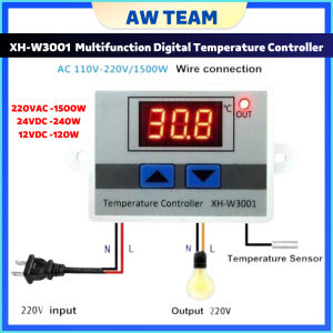 XH-W3001 Multifunction Digital Temperature Controller AC110-220V 12VDC 24VDC 1500W Thermostat Control Switch