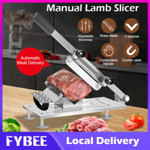 FYBEE Samgyupsal Manual Meat Slicer Cutter Bacon Slicer Fat Beef And Mutton Roll Slicer Frozen Meat Planing Machine for Household Commercial