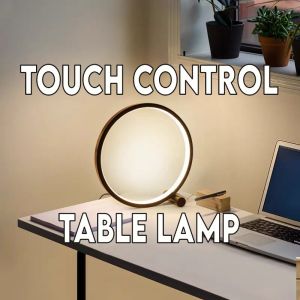 Nordic Minimalist Bedside Table lamp IKEA STYLE Touch Control Dimmable LED Modern Round Warm Light Lampu Meja Belajar