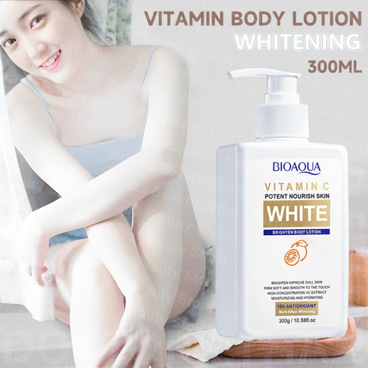 Original BIOAOUA Whitening Body Lotion 300g Vitamin C formula for