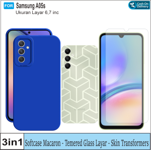 Casing Samsung A05/A05s Paket 3in1 Soft Case Macaron Free TG Dan Skin Transformers