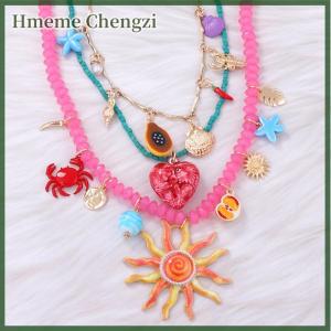 Hmeme 3Pcs set New Colorful Resin Beaded Charms Necklaces For Women Summer Ocean Vacation Style Party Jewelry Neck Accessories