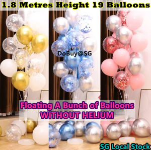 🔥SG LOCAL STOCK🔥Premium 180cm 19 Balloons Chrome Confetti Balloon Bouquet with Balloon Stand Standing Balloons Balloon bouquet Balloon Tree No helium required Birthday Party Christmas Wedding Proposal Company Event