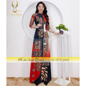 Áo Dài Lụa Habutai Họa Tiết Thổ Cẩm Thanh Lịch Duyên Dáng K90 - Áo Dài Xuân Quỳnh