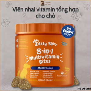 Viên Bổ Vitamin Tổng Hợp Cho Chó Zesty Paws 8 in 1 Bites Hỗ Trợ Tiêu Hóa Miễn Dịch Da Lông Tim Mạch