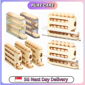 【Pure Care】 Auto Rolling Egg Storage Rack/Multi-Layer Egg Holder/Transparent Egg Rack