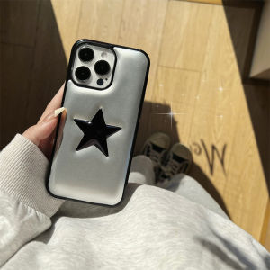 Y2K Cute Plating 3D Star Soap Phone Case For iPhone 16 15 14 13 Pro Max Pentagram Cool Stylish Lens Protection Silicone Cover