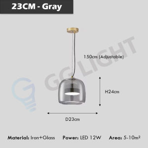 Modern Minimalist LED Glass Pendant Light Luxury Amber Grey Dia 23/33CM Hanging Lamp For Bedroom Restaurant Living Room Home Decor Fixtures