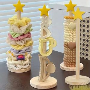 Wooden Desktop Hair Accessories Organizer Hair Band Holder Stand Storage Rack Vanity Makeup Table Holder Display Shelf For Women Girls