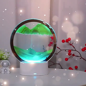 3D Sand Art Lamp Hourglass Decoration CreativeSand Art Liquid Motion 360°Rotating Table Lamp USB Powered