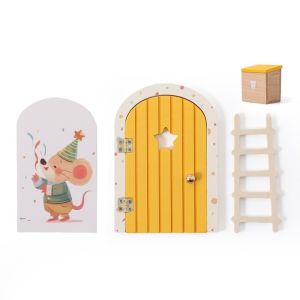 DJDK Glows in The Dark Window Dollhouse Home Decorations Creative Mini Mouse Hole Novelty Wooden Fairy Elf Door Baby Room Wall Decoration