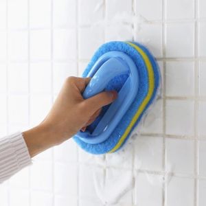 Kitchen Cleaning Bathroom Toilet Glass Wall Cleaning Bath Brush Plastic Handle Sponge Bottom Bathtub Window Cleaner