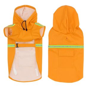 QEFEE High-Visibility Pet Rain Jacket with Reflective Strip Adjustable Pet Coat Easily Wearable Breathable Dog Rain Poncho Summer