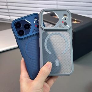 Magnetic Translucent Back Cover 17 Case for iPhone 17 16 15 Pro Max Camera Lens Protection Matte Cooling Frame Phone Shell Funda