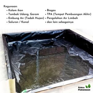 Plastik HDPE Geomembran 300 micron lebar 7 meter untuk kolam ikan / tambak / pengairan irigasi / embung dll