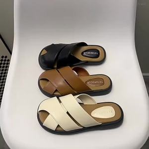 [Free Shipping] Thick-Soled Woven Slip-On Sandals For Women 2026 Summer New Style Retro Design Suitable For Outdoor Wear Easy To Slip On With Soft Soles