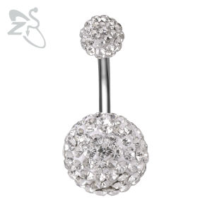 1 PC 14G Stainless Steel Gradient Color Belly Navel Rings for Women Girls Belly Button Rings Ferido Crystal Balls Belly Piercing Navel Summer Beach Jewelry Body Piercings