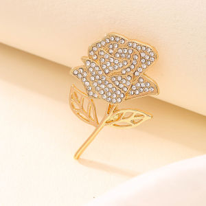 Brooches for women Rose Rhinestone brooch pins Elegant Gold Crystal Floral Wedding Bouquet Brooch