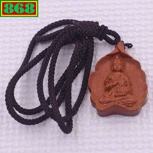 Mặt dây chuyền Quan âm bồ tát 6Q gỗ đào kèm vòng cổ dây dù mặt dây chuyền phong thủy mặt dây chuyền gỗ