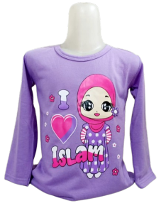 Kaos anak perempuan lengan panjang motif hijab usia 1-12 tahun//atasan lengan panjang anak