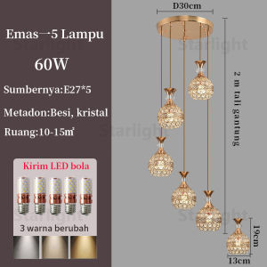 Lampu Gantung Panjang Tangga Lampu Ruang Tamu Kristal Nordic Modern Lampu Restoran Langit-langit Tinggi Lampu Gantung Toko