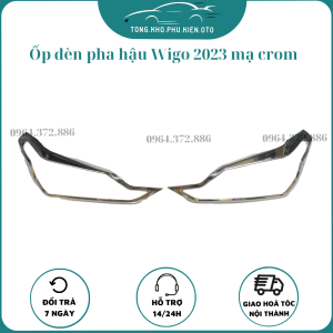 Ốp viền đèn pha viền đèn hậu xe Toyota Wigo 2023-Mẫu mạ crom cao cấp