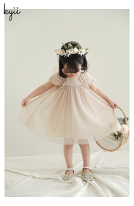 KYII Kids Girls Summer V-neck Dress Casual Loose Dress kyii0054