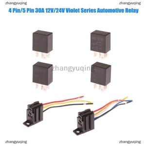 [COD] zhangyuqing 4 Pin 5 Pin 30A 12V 24V Automotive Violet Relay Socket With Wire With Terminal Automotive Control Device Auto Car Relay