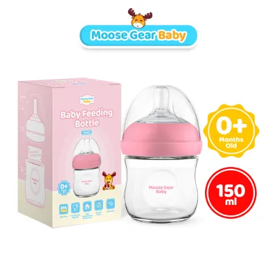 Moose Gear Baby Bottle Pink 150ml Anti Colic Feeding Bottle for Baby Infants Newborns Premium