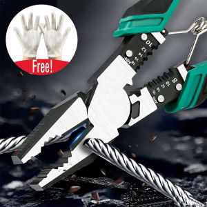 （COD+Free Gloves）Multifunction Pliers Combination Pliers Heavy Duty Wire Pliers Diagonal Pliers Hand Tools Super Alloy Wire Cutters Universal Needle Nose Pliers