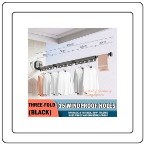 【JJ HOME】Suction Cup Drying Rack Folding Clothes Hanger Wall Mounted Portable Balcony Collapsible Retractable