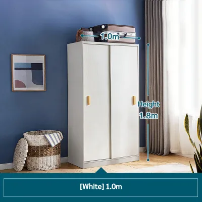 Ready Stock Durable Sliding Wardrobe Cabinet Practical Clothes Organizer Home Bedroom Storage Cabinet 80/100/120/140Size
