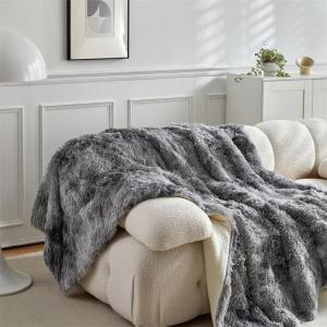 【Super low price】Double Mink Fleece Lamb Fleece Cotton Blanket Coral Fleece Ice Cream Long Hair Blanket Solid Color Simple Sofa Blanket
